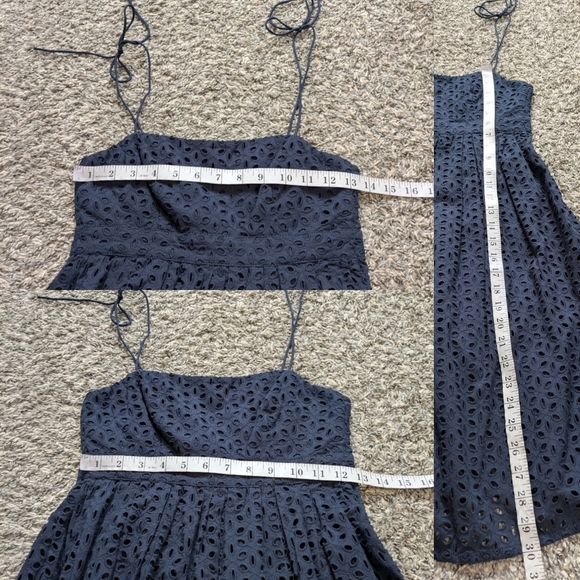 ✨3/$15 GAP Blue Eyelet Lace Spaghetti Tie Strap Cotton Dress 0 - Picture 8 of 8